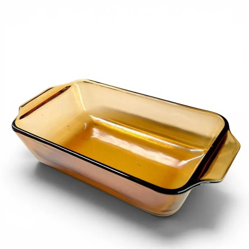 Vintage Fire-King Amber Glass Loaf Pan 441 Unmarked Center